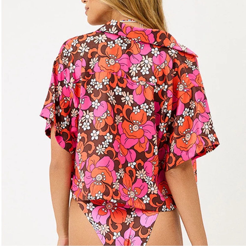 NWT Frankie’s Bikinis Koa Satin Cover Up Shirt Size XL - Picture 2 of 16